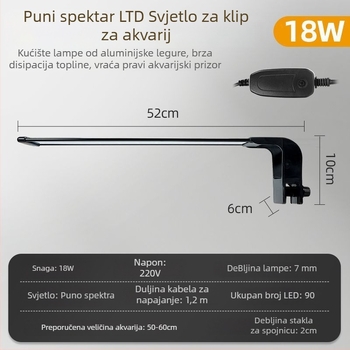LED klip-on vodootporno svjetlo za akvarij – namijenjeno guppyju, svjetlo za rast algi