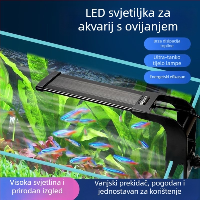 LED klip-on vodootporno svjetlo za akvarij – namijenjeno guppyju, svjetlo za rast algi