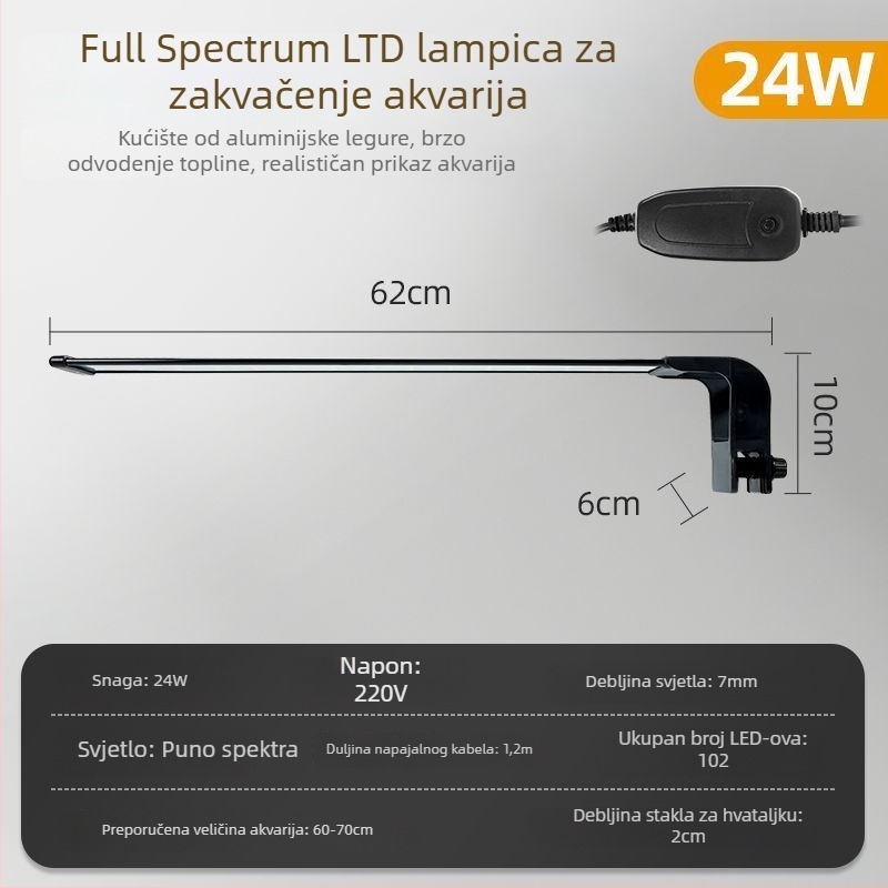 LED klip-on vodootporno svjetlo za akvarij – namijenjeno guppyju, svjetlo za rast algi