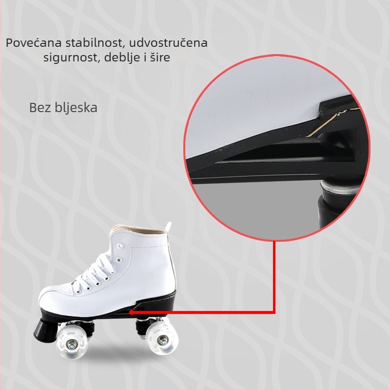 Četverokolesne rolice - gornji dio od PU kože, PU kotači, dvostruki red, TPR potplat, Unisex