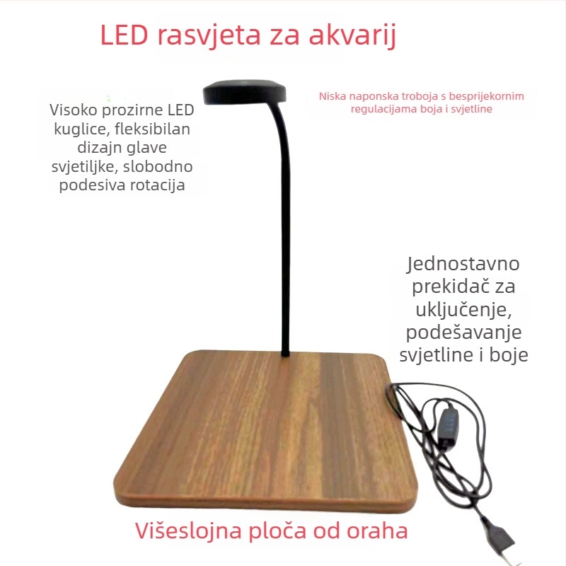 LED svjetlo za akvarij – energetski učinkovito, dekorativna trobojna promjena boje za biljke i mikro-krajolik (Materijal: višeslojna ploča; Funkcija: prilagodljiva; Težina: do 1,233 kg)