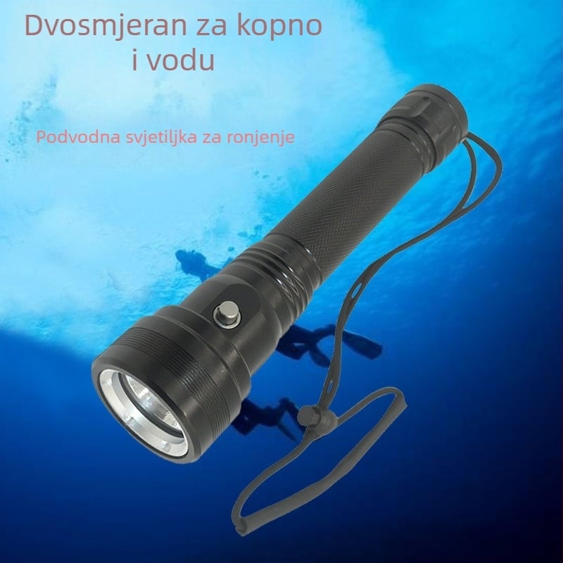 Ručna potopna LED baterijska svjetiljka, punjiva 18650/26650 (4000 mAh), do 1500 lm, snop 180°, aluminijsko kućište IP44