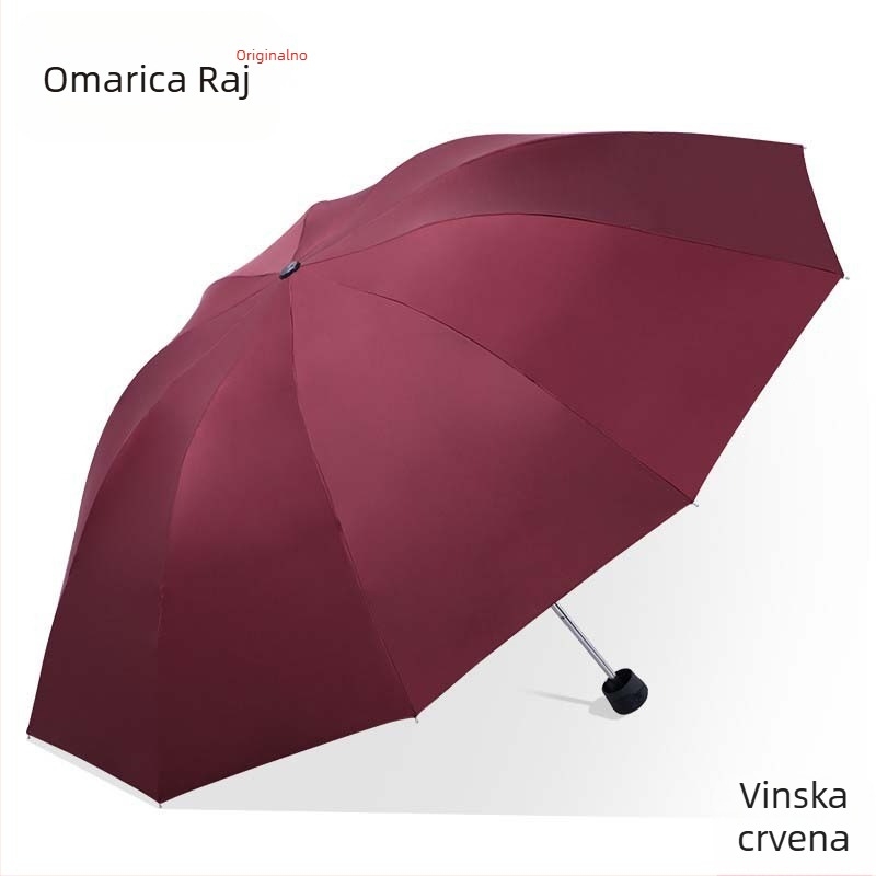 Paradise kišobran za sunce i kišu — sklopivi, ručno otvaranje i zatvaranje, 10 čeličnih rebara, 210T tkanina s vinilnim premazom, ispisan reklamni logotip, UPF>50