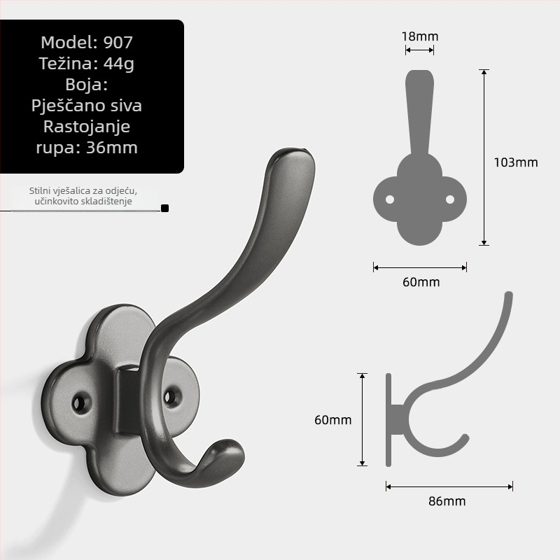 Kuka za odjeću od aluminijske legure, delfin oblik, moderni minimalistički dizajn za garderobu, modeli 907–909, premaz sprejem, Jian Hao