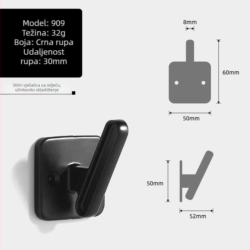 Kuka za odjeću od aluminijske legure, delfin oblik, moderni minimalistički dizajn za garderobu, modeli 907–909, premaz sprejem, Jian Hao