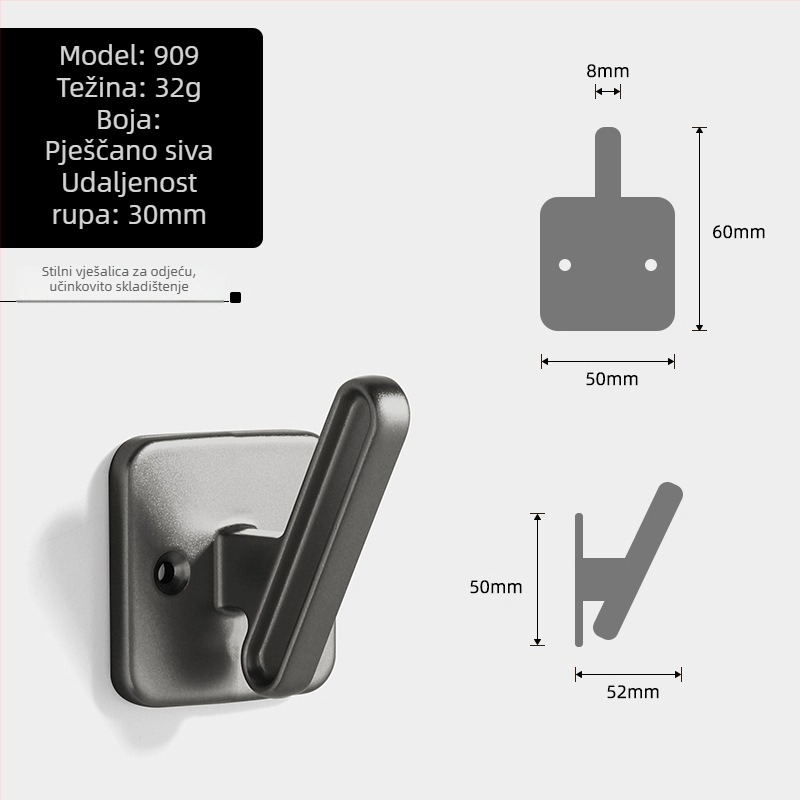 Kuka za odjeću od aluminijske legure, delfin oblik, moderni minimalistički dizajn za garderobu, modeli 907–909, premaz sprejem, Jian Hao