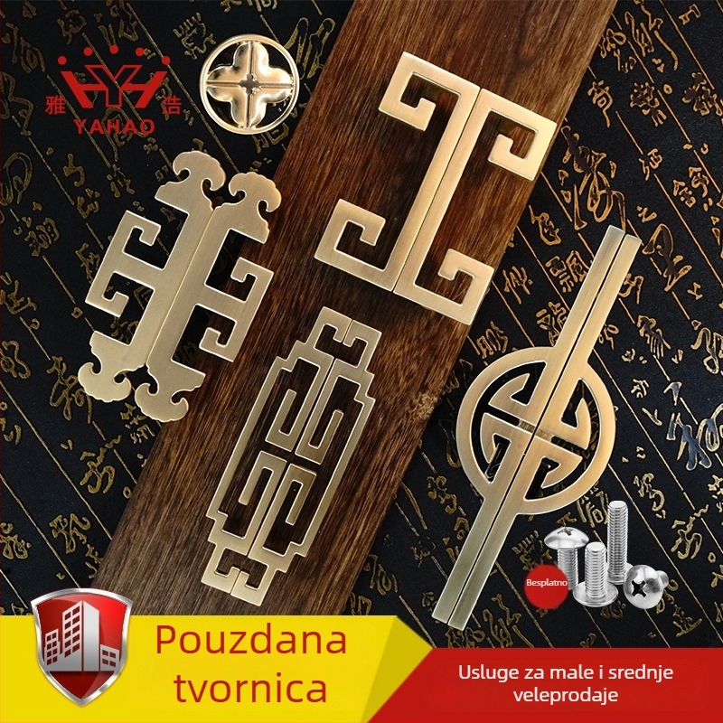 Drška za ormar s jednim otvorom, kineskog stila, cinkova legura, elektroplatinirano, model 8371