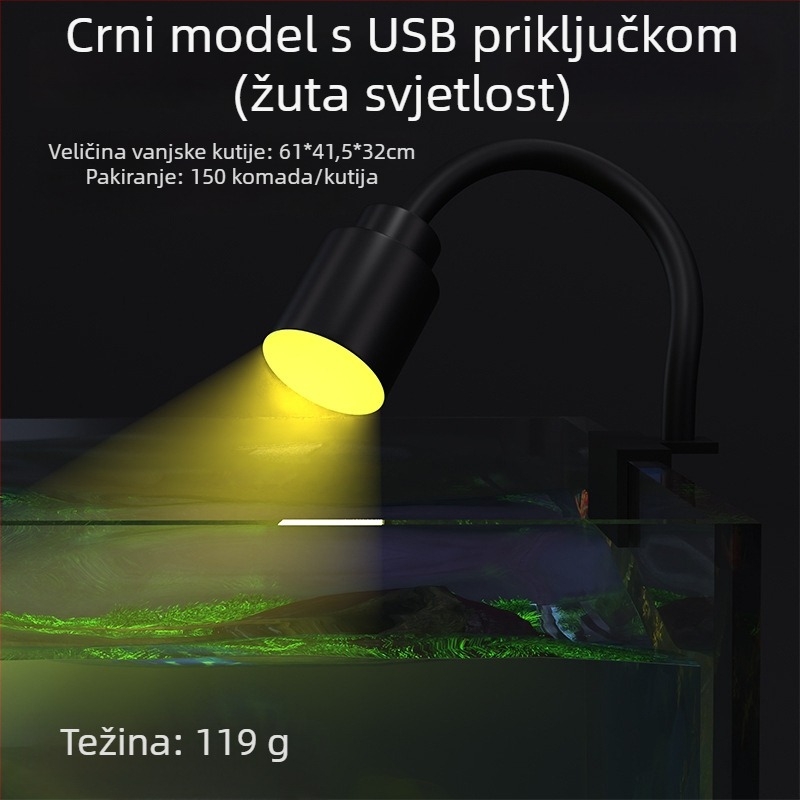 LED lampica za akvarij USB, PVC ravno tijelo, dekorativno osvjetljenje, 3W