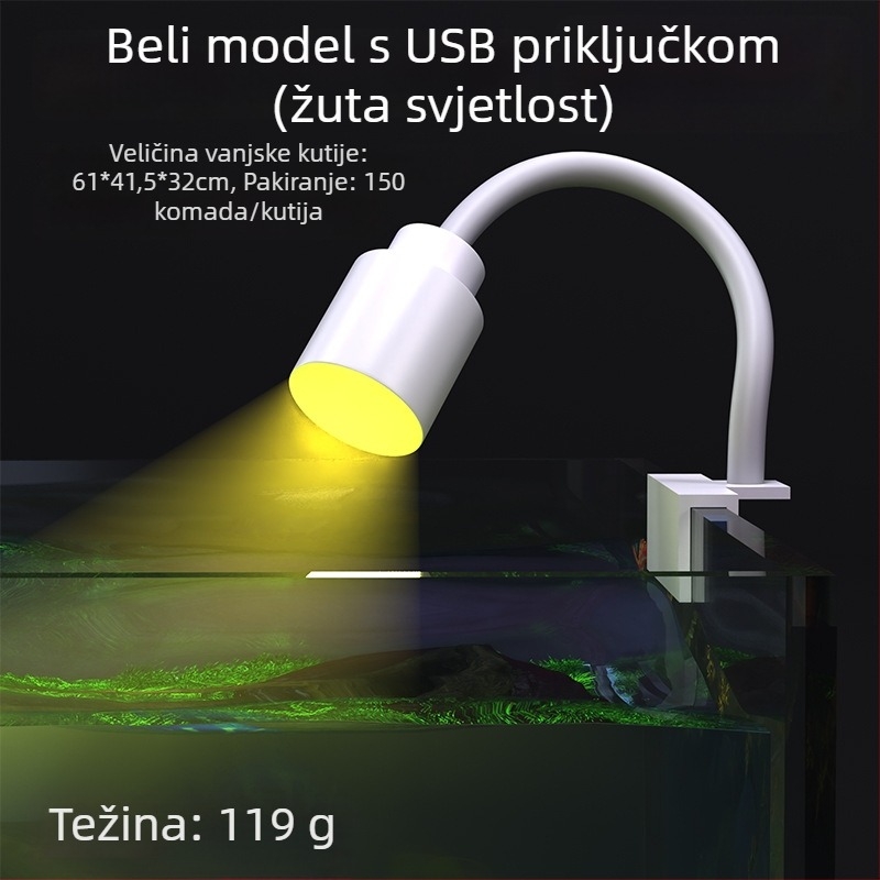 LED lampica za akvarij USB, PVC ravno tijelo, dekorativno osvjetljenje, 3W