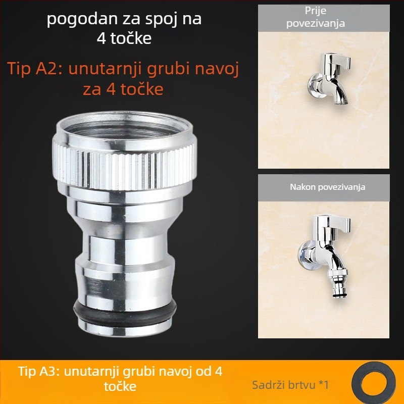 Adapter za dovod vode perilice, izrađen od čistog bakra, 4-uzlazna veza, keramički disk ventil, montaža ključem, model 985