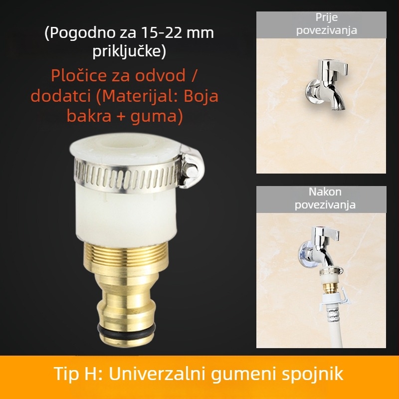 Adapter za dovod vode perilice, izrađen od čistog bakra, 4-uzlazna veza, keramički disk ventil, montaža ključem, model 985