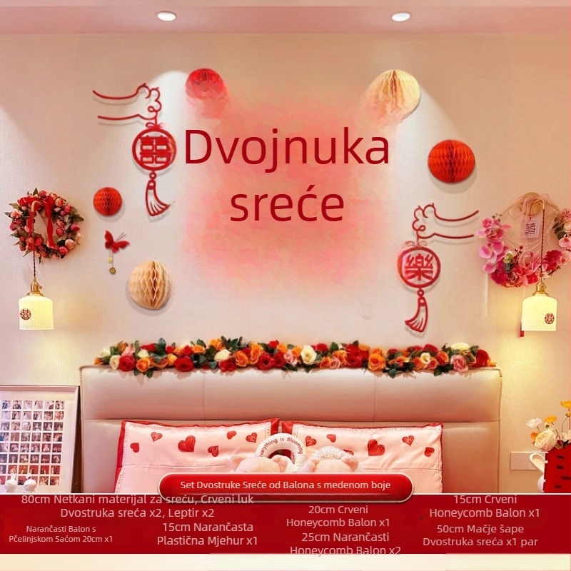 Kutija za darove za svadbenu dekoraciju sobe — nehrđajući čelik; set za dekoraciju spavaće sobe budućeg para; uzorak: drugi