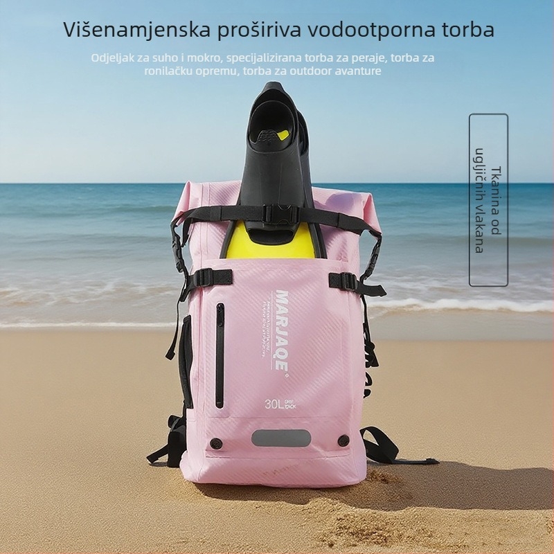 Vanjski vodootporan ruksak s odjeljkom suho/mokro i proširivim kapacitetom za ronilačku opremu