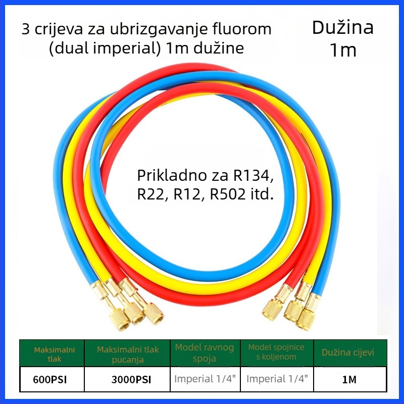 Automobilska klima uređaj plin za dopunu s digitalnim manometrom, otporan na visoki tlak, 1/4 inčni navoj, raspon 0-35, točnost 0,1, kompatibilno s R134/R22/R410/R32.