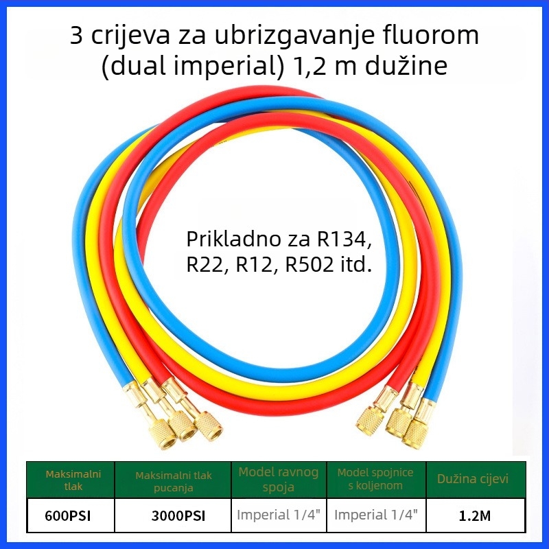 Automobilska klima uređaj plin za dopunu s digitalnim manometrom, otporan na visoki tlak, 1/4 inčni navoj, raspon 0-35, točnost 0,1, kompatibilno s R134/R22/R410/R32.