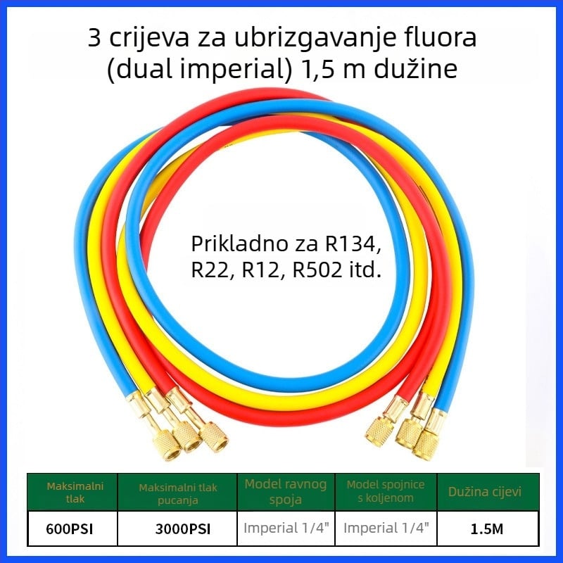 Automobilska klima uređaj plin za dopunu s digitalnim manometrom, otporan na visoki tlak, 1/4 inčni navoj, raspon 0-35, točnost 0,1, kompatibilno s R134/R22/R410/R32.