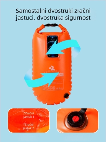 Torba za plivanje s dvostrukom zračnom komorom, vodootporna torba za vodne sportove, PVC, korejski stil, ispis logotipa, Rainguard, kapacitet 5-15-20