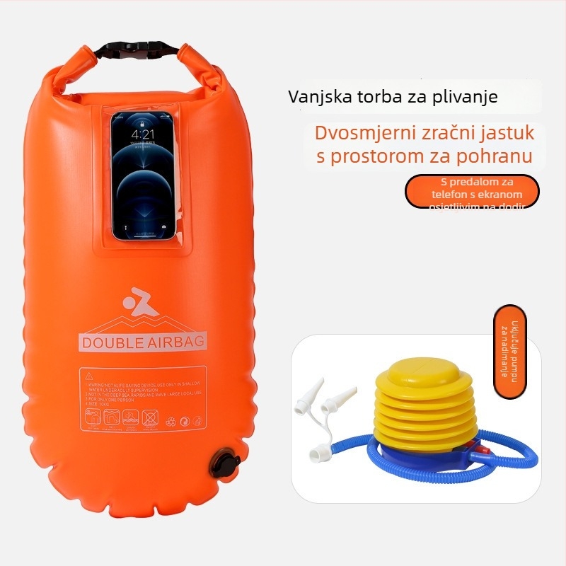 Torba za plivanje s dvostrukom zračnom komorom, vodootporna torba za vodne sportove, PVC, korejski stil, ispis logotipa, Rainguard, kapacitet 5-15-20