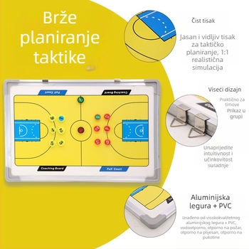Dvostrana magnetska ploča za trening nogometa i košarke, s olovkom i gumicom, aluminijski okvir, PVC, model ST-3004