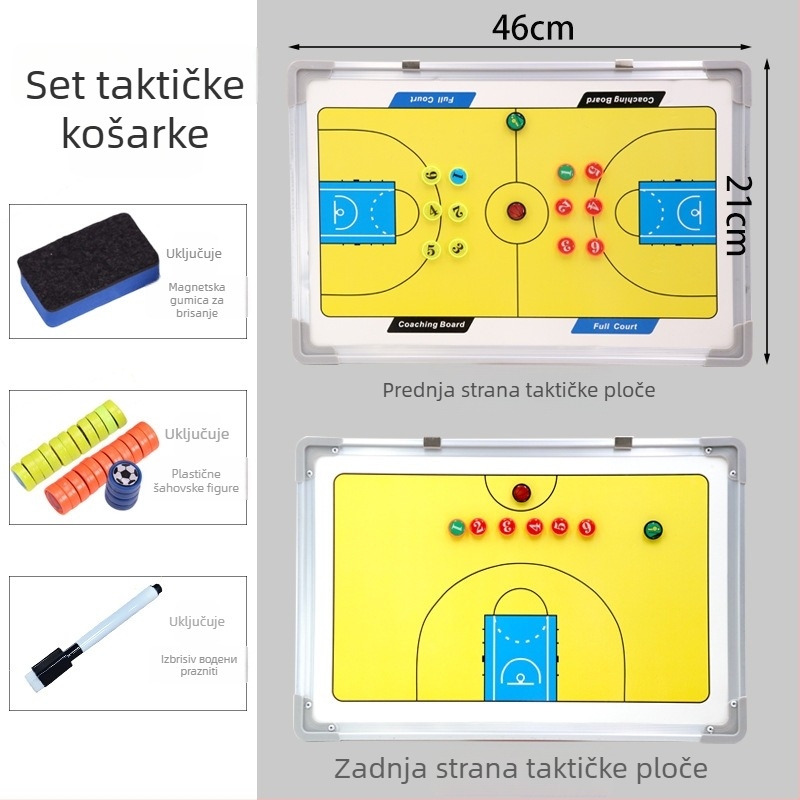 Dvostrana magnetska ploča za trening nogometa i košarke, s olovkom i gumicom, aluminijski okvir, PVC, model ST-3004
