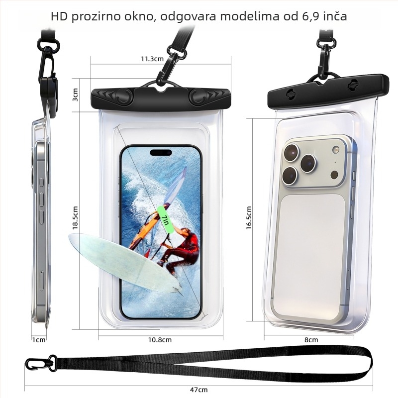Vodootporna TPU torbica za telefon s 3D prozirnim kućištem, pogodna za ronjenje i aktivnosti na otvorenom, mogućnost prilagođavanja logotipa