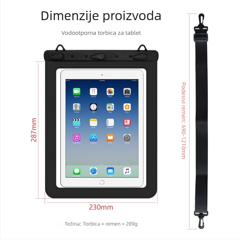 Vodootporna torba za tablet PC za vanjske aktivnosti — PVC+ABS, vodootporna tkanina, debljina PVC 30C, prilagodba i tisk logotipa