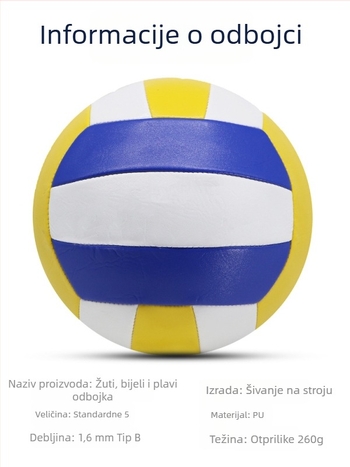 Dvoranska odbojkaška trening lopta, PU materijal, šivanje strojem, prilagodljivo