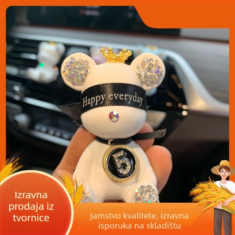 Auto difuzor za miris s kamenom u dizajnu dijamantnog medvjeda – od gipsa, klip za izlaz zraka, Model JSGYXZBLX