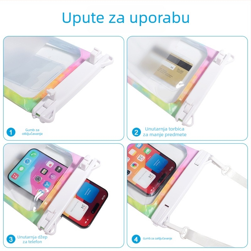 Sanhu Vanjska vodootporna torbica za telefon — PVC materijal, vodootporna tkanina, unisex, za odrasle, pogodna za plažu, rafting, ronjenje i ribolov