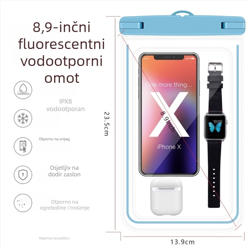 Vodootporna torbica za telefon – osjetljiva na dodir, prijenosne veličine, PVC+ABS materijal, kapacitet 6.5/6.8/8.2 L, otisnuto logo