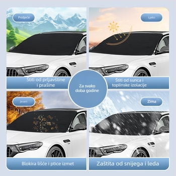 Pokrivalo za prednje staklo autom protiv snijega — 600D Oxford tkanina, univerzalna prilagodba, prilagodljivo