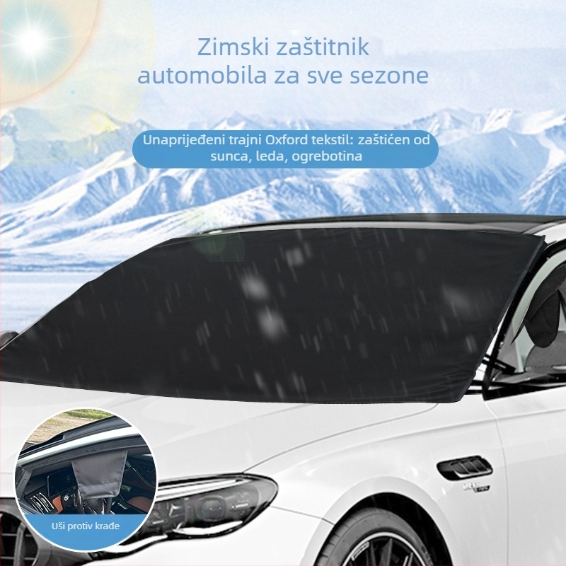 Pokrivalo za prednje staklo autom protiv snijega — 600D Oxford tkanina, univerzalna prilagodba, prilagodljivo