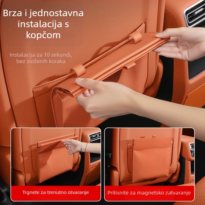 Kožna magnetska vrećica za otpad u automobilu – pričvršćivanje na stražnji naslon sjedala, viseći prostor za pohranu