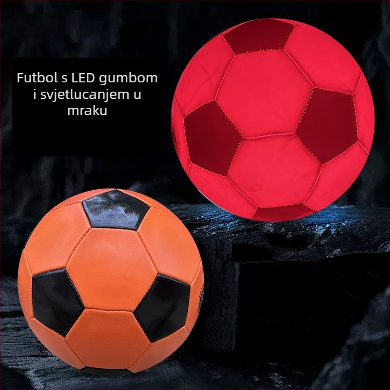 LED svijetla nogometna lopta, PVC, šivanje strojem, prilagodljiv logotip, pogodna za treniranje djece i učenika