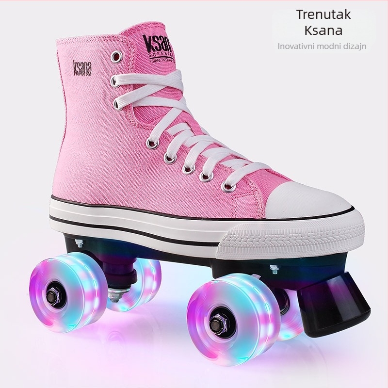 Moment Platnene rolke za unisex - visok vrh, dvostruki red kotačića, PU kotači, gumena đon
