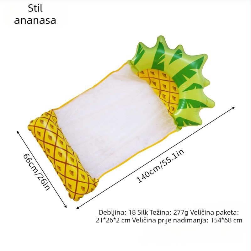 Naduvani plivajući ležaj s voćnim motivima: dinja, ananas, naranča i jagoda – hamak i plutajući krevet