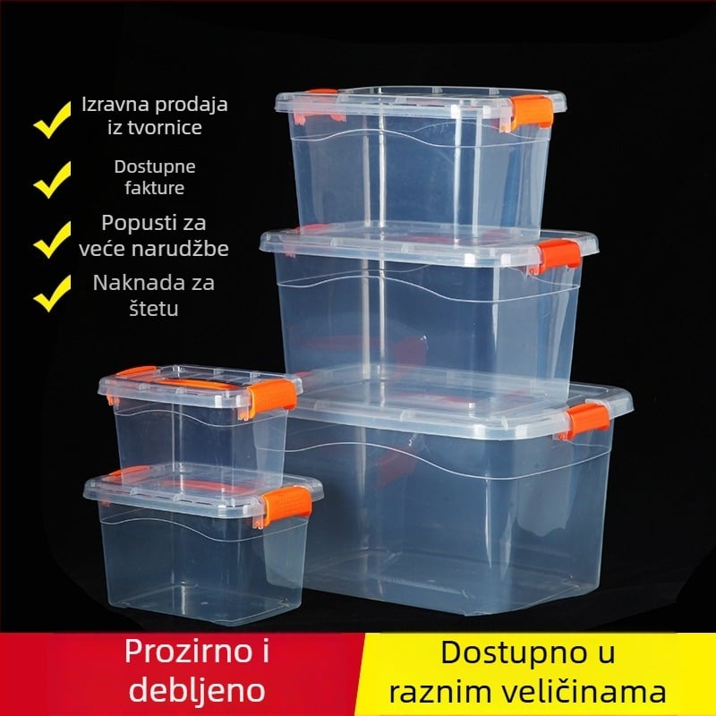 Kutija za skladištenje s poklopcem, prozirna debela PP plastika, vodootporna i otporna na prašinu, prenosiva u ruci