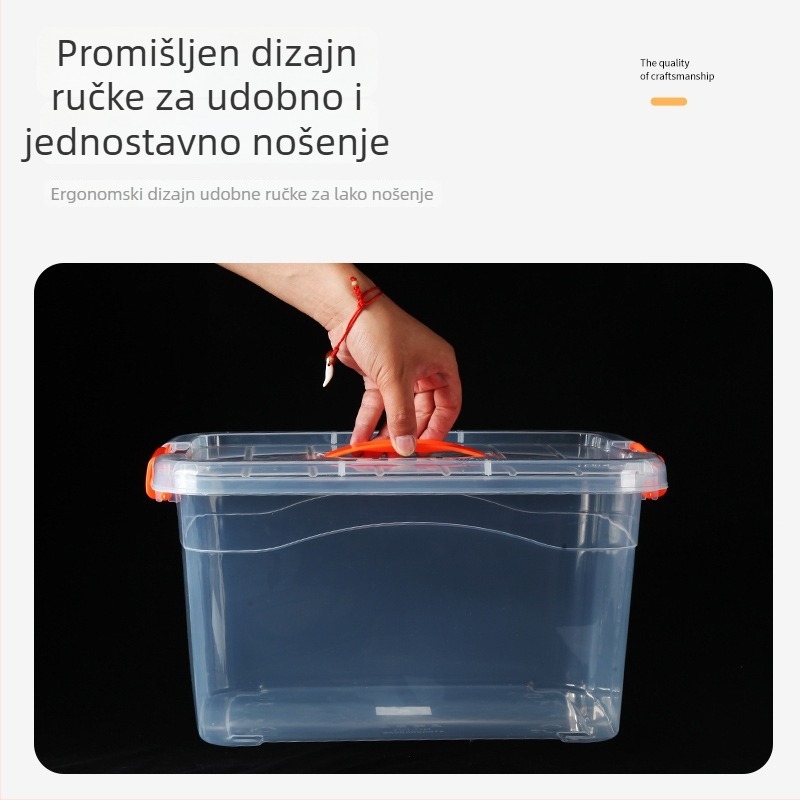 Kutija za skladištenje s poklopcem, prozirna debela PP plastika, vodootporna i otporna na prašinu, prenosiva u ruci