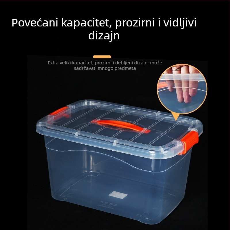 Kutija za skladištenje s poklopcem, prozirna debela PP plastika, vodootporna i otporna na prašinu, prenosiva u ruci