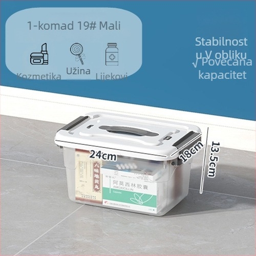 Prozirna plastična kutija za skladištenje, PP, kapacitet 110L, skladištena s poklopcem, model 8001-8008; za automobil, dom i studentski dom
