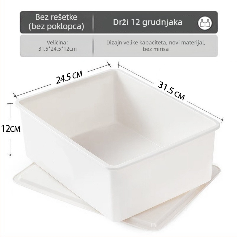 Plastična kutija za donje rublje s poklopcem i pregradama, 3-u-1 organizator, otporna na prašinu; opcije odjeljaka: 0, 10 ili 15 pretinaca.