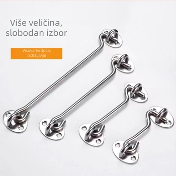 Nerđajući čelični prozorski kukica – model Window Wind Hook, Materijal: nehrđajući čelik, Završna obrada: polirano elektroplatiranje, Namjena: vrata/ prozor brava, Marke: Three Cats