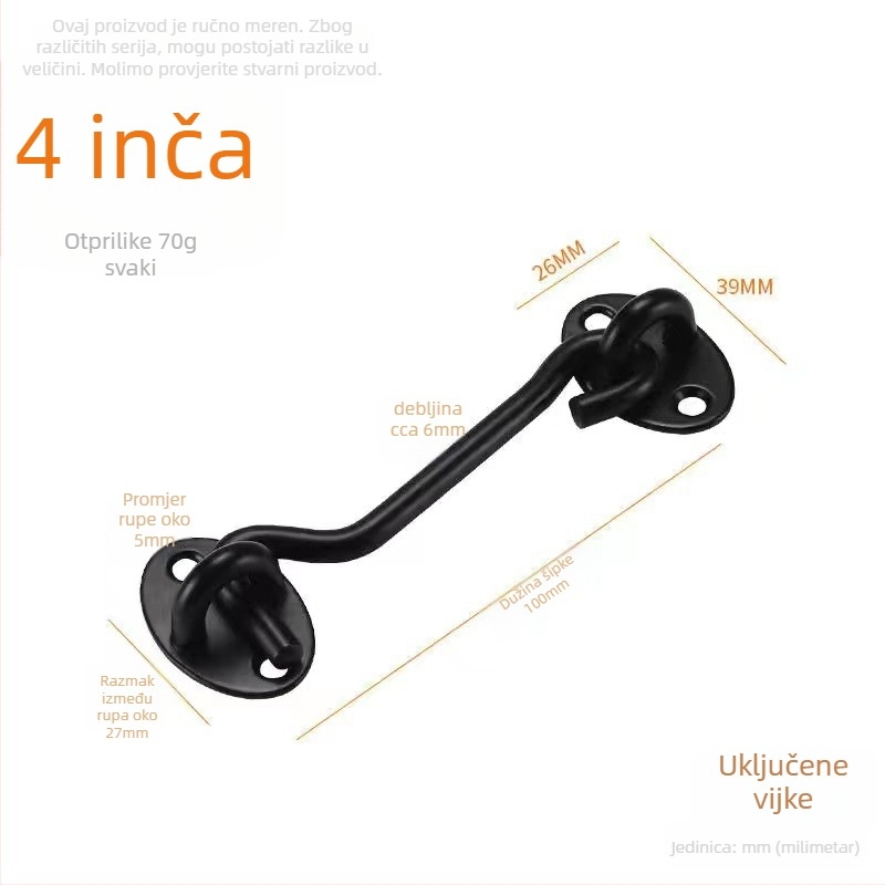 Nerđajući čelični prozorski kukica – model Window Wind Hook, Materijal: nehrđajući čelik, Završna obrada: polirano elektroplatiranje, Namjena: vrata/ prozor brava, Marke: Three Cats