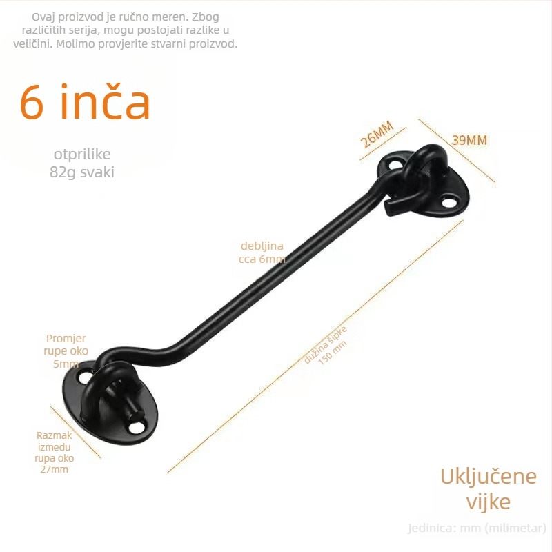 Nerđajući čelični prozorski kukica – model Window Wind Hook, Materijal: nehrđajući čelik, Završna obrada: polirano elektroplatiranje, Namjena: vrata/ prozor brava, Marke: Three Cats