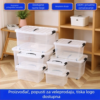 Prijenosna kutija za skladištenje s kotačićima — prozirna polipropilenska, vodootporna, višenamjenska, kapacitet 30–40 L