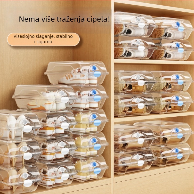 DF003 PP plastična kutija za cipele, prozirna, stohoviva, 1L kapacitet