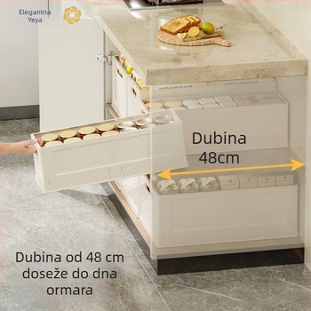 Šuplji duboki kuhinjski spremnik s ladicom, za stolno skladištenje, sklopivi, bez poklopca, može se slagati, 3 L, PP