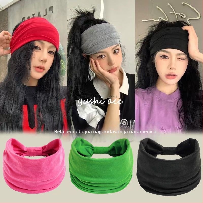 Ženska elastična sportska traka za glavu za jogu, upija znoj, široka traka