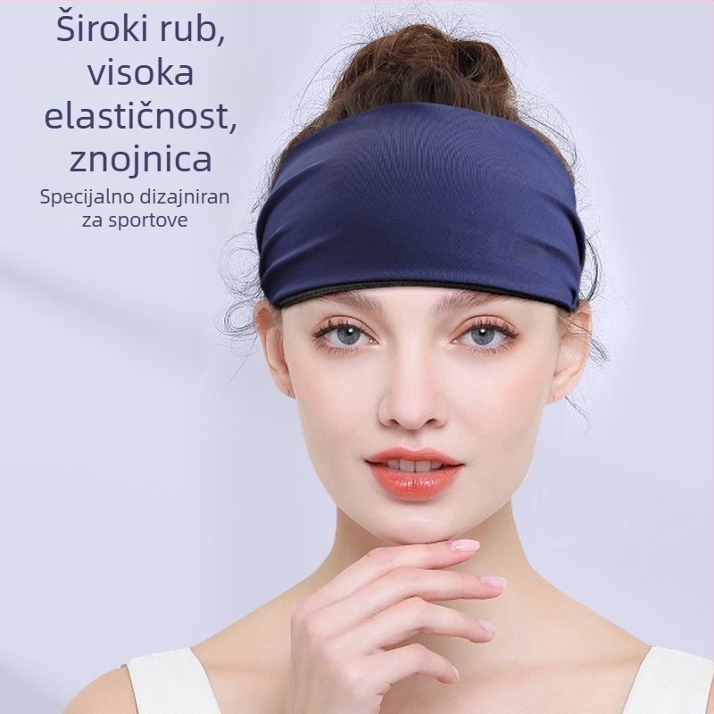 Ženska elastična sportska traka za glavu za jogu, upija znoj, široka traka