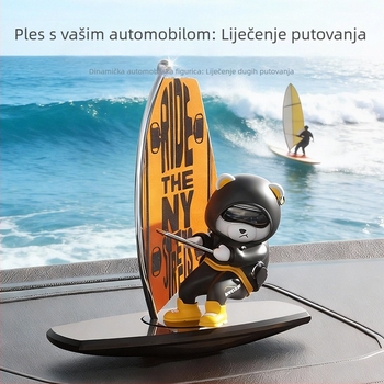 Auto ukrasna figura — medvjed surfer s pokretom, difuzor mirisa